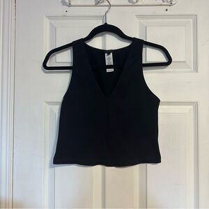 Dynamite - Black Ribbed V Neck Tank